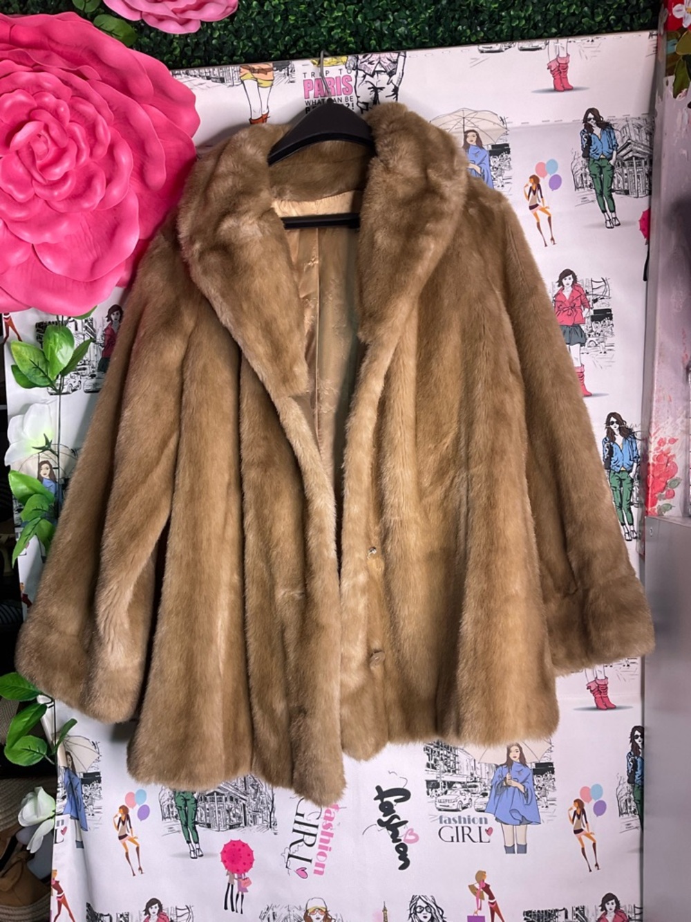 Vintage Women's Plush Faux Fur Teddy Jacket - Tan